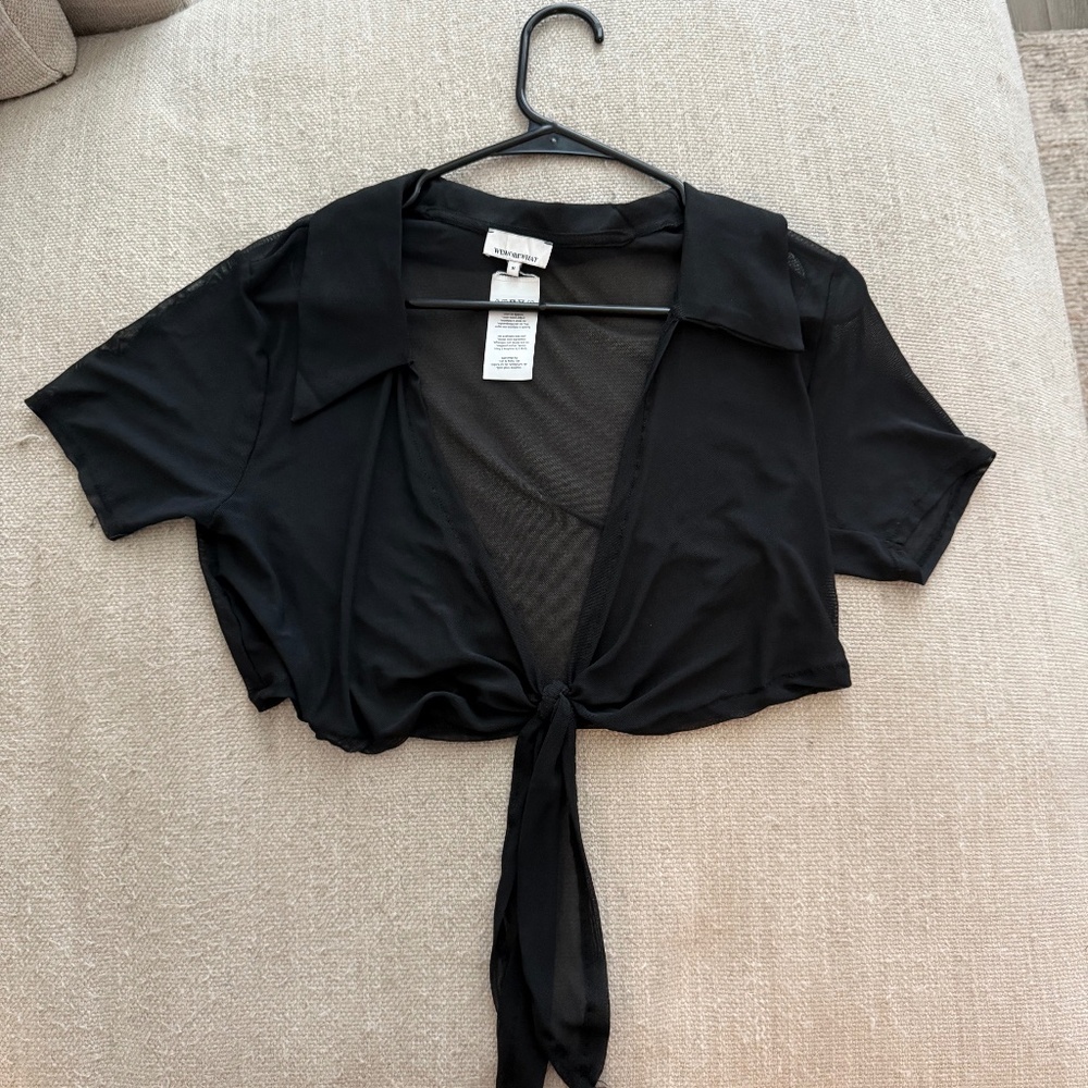 WeWoreWhat Black Sheer Top